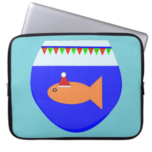 Slank voor kerstfeestjes met goudvislaptop laptop sleeve