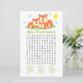 Slank vos Baby shower Word Search Game (Staand voorkant)