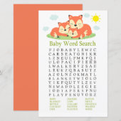 Slank vos Baby shower Word Search Game (Voorkant / Achterkant)