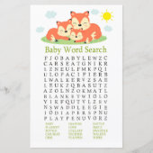 Slank vos Baby shower Word Search Game (Voorkant)