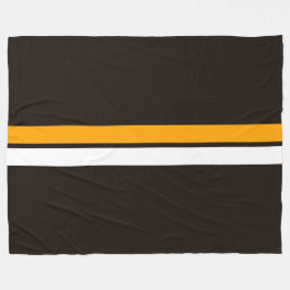 Slank wit geel racestrepen op donkerbruin fleece deken