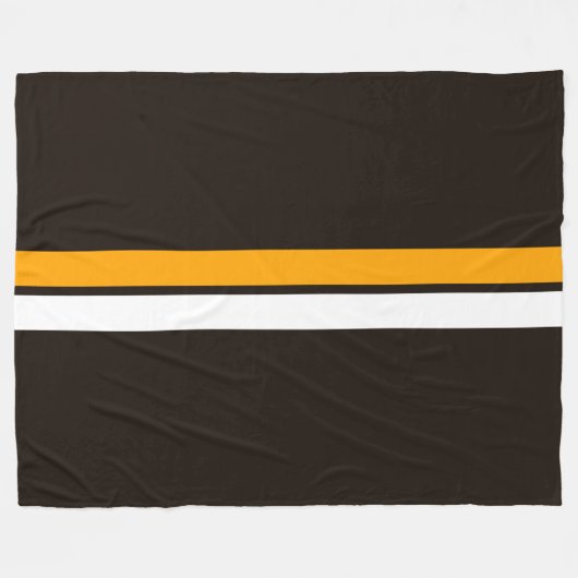 Slank wit geel racestrepen op donkerbruin fleece deken (Voorkant (Horizontaal))