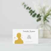 Slank wit & goud Maid Silhouette Huis Schoonmaak Visitekaartje (Staand voorkant)