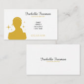 Slank wit & goud Maid Silhouette Huis Schoonmaak Visitekaartje (Voorkant / Achterkant)