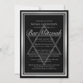 Slank Zilver Zwart Formal Bar Mitzvah Magnetische Uitnodiging (Voorkant)