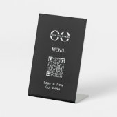 Slank Zwart Aangepast QR Code Menu Reclamebord Met Voetstuk (Voorkant)