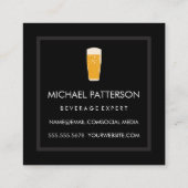 Slank zwart bierpictogram vierkante visitekaartje (Achterkant)