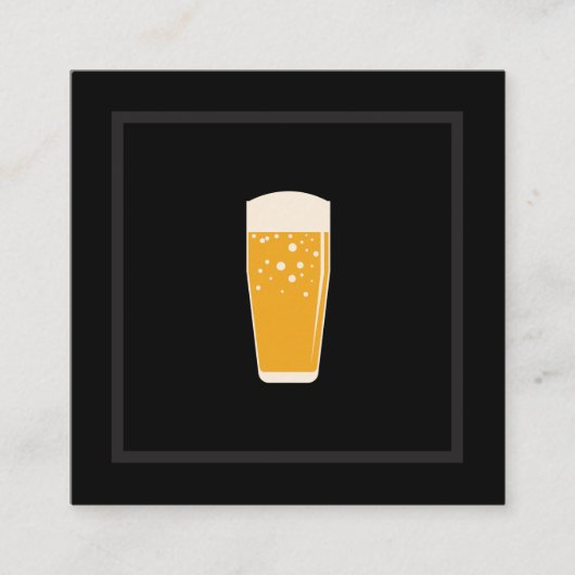 Slank zwart bierpictogram vierkante visitekaartje (Voorkant)