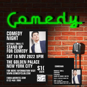 Slank zwart, Comedian, Comedy Club Adverteren Flyer