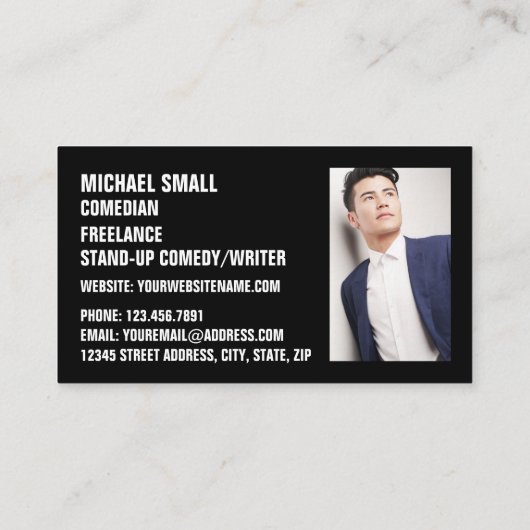 Slank zwart, Comedian, Comedy Club Visitekaartje (Achterkant)