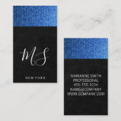 Slank zwart | Denim Texture | Monogram Visitekaartje (Voorkant / Achterkant)