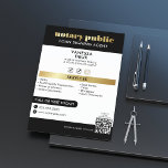 Slank Zwart en Goud Notaris QR Code Professional Flyer<br><div class="desc">Deze professionele notarisflyer is een eenvoudige oplossing voor uw marketingbehoeften. De elegante zwart-gouden flyer is eenvoudig aan te passen en bevat uw zakelijke contactgegevens, evenals contactgegevens en een call-to-action om uw klanten aan te sporen om bij u te boeken! Het moderne minimale ontwerp is voorzien van uw foto en uw...</div>