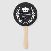 Slank zwart gepersonaliseerd Afstuderen foto emble Handwaaier (Voorkant)