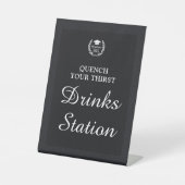 Slank zwart gepersonaliseerd Drink Station Afstude Reclamebord Met Voetstuk (Voorkant)