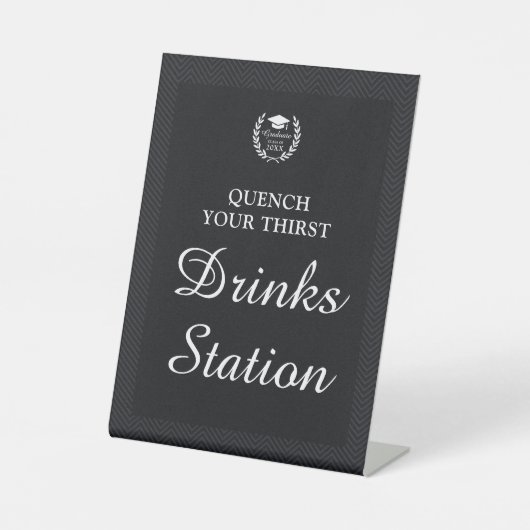 Slank zwart gepersonaliseerd Drink Station Afstude Reclamebord Met Voetstuk (Voorkant)