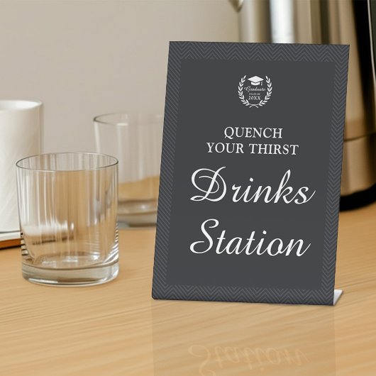 Slank zwart gepersonaliseerd Drink Station Afstude Reclamebord Met Voetstuk