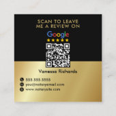 Slank Zwart & Goud Google Review QR Code Notaris Vierkante Visitekaartje (Achterkant)