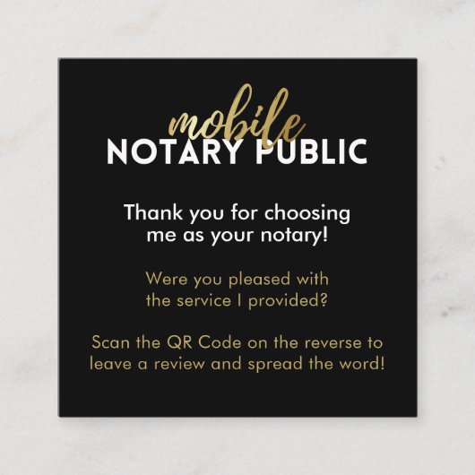 Slank Zwart & Goud Google Review QR Code Notaris Vierkante Visitekaartje (Voorkant)