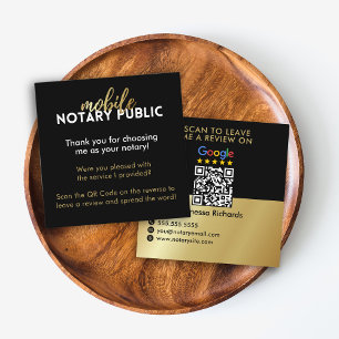 Slank Zwart & Goud Google Review QR Code Notaris Vierkante Visitekaartje