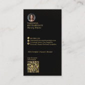 Slank Zwart & Goud Wavy Skeleton Key Notaris QR Visitekaartje (Achterkant)