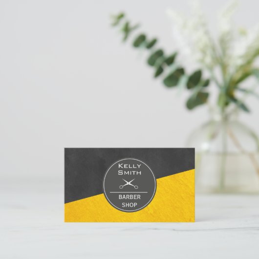 Slank zwart | Gouden textuur kleur | kapper Visitekaartje (Staand voorkant)