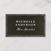 Slank zwart leder | Leisteentrim | QR-code Afsprakenkaartje (Voorkant)