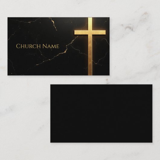 Slank zwart marmer met gouden kruis visitekaartje (Voorkant / Achterkant)