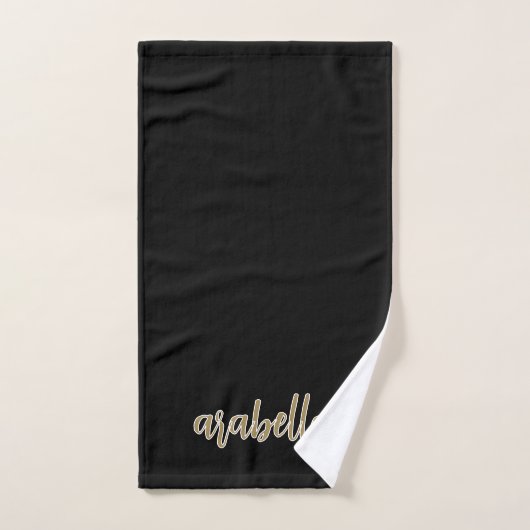 Slank zwart ontwerp met Gold Script Bad Handdoek (Handdoek)