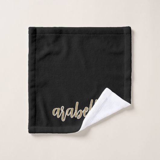 Slank zwart ontwerp met Gold Script Bad Handdoek (Wasdoekje)