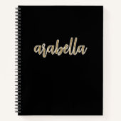 Slank zwart ontwerp met Gold Script Notitieboek (Voorkant)