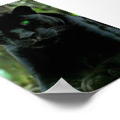 Slank zwart Pantherkat met groene ogen Poster (Hoek)