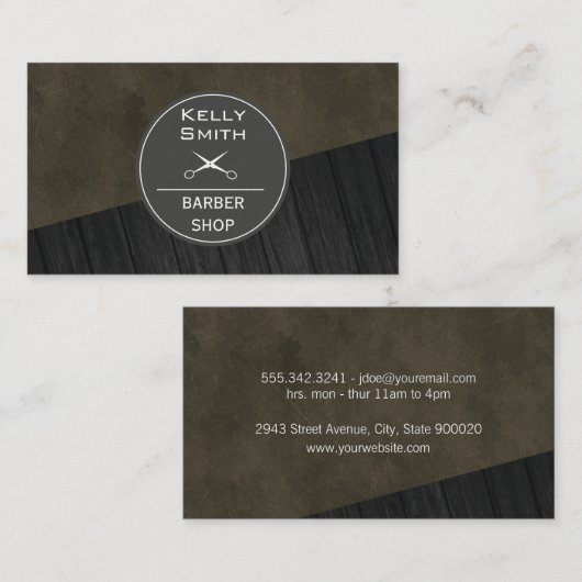 Slank zwart, rijk, donker hout visitekaartje (Voorkant / Achterkant)