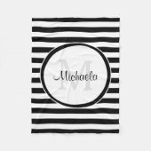 Slank zwart wit, bruisend strepes, monogramnaam fleece deken (Voorkant)