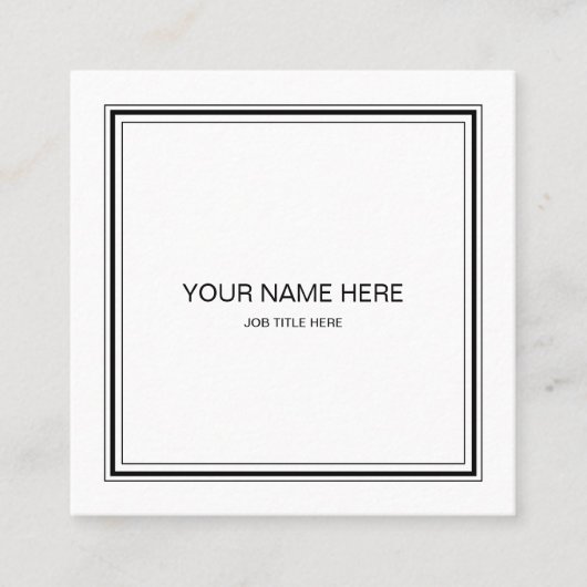 Slank zwart-wit vierkant Visitekaartje (Voorkant)