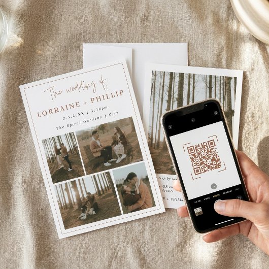 Slanke 5-foto speciale momenten QR Code Wedding Kaart