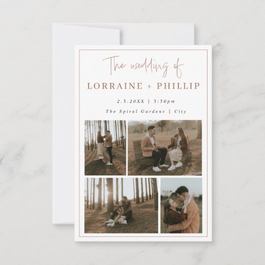 Slanke 5-foto speciale momenten QR Code Wedding Kaart (Voorkant)