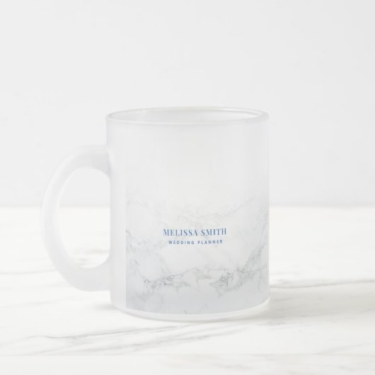 Slanke aanpasbare tekst op marmer transparant matglas koffiemok (Links)