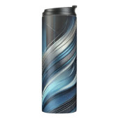Slanke Abstracte Blue & Silver Thermal Tumbler Hoe Thermosbeker (Gedraaid links)