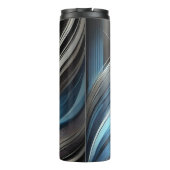 Slanke Abstracte Blue & Silver Thermal Tumbler Hoe Thermosbeker (Achterkant)