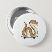 Slanke als Skater met Skateboard Ronde Button 7,6 Cm (Voorkant /achterkant)