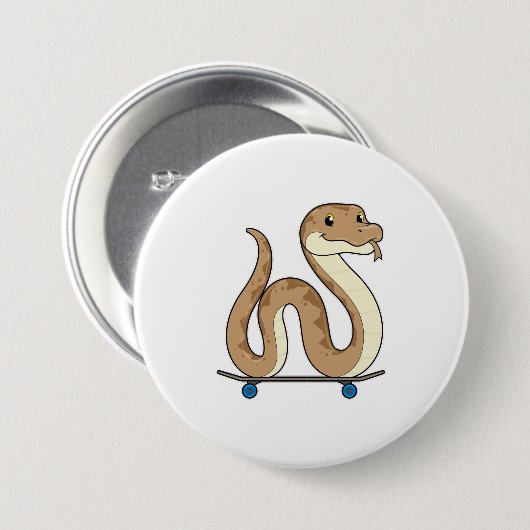 Slanke als Skater met Skateboard Ronde Button 7,6 Cm (Voorkant /achterkant)