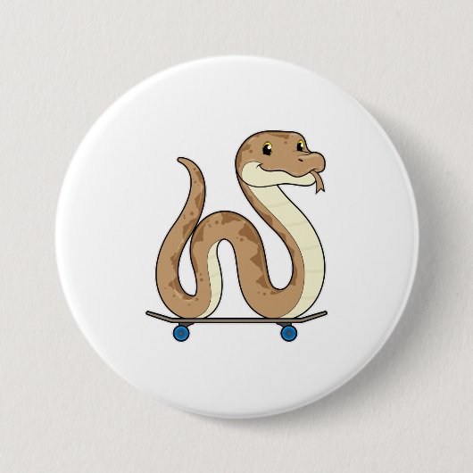 Slanke als Skater met Skateboard Ronde Button 7,6 Cm (Voorkant)