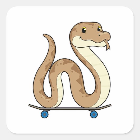 Slanke als Skater met Skateboard Vierkante Sticker (Voorkant)