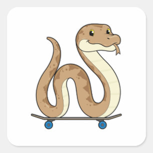 Slanke als Skater met Skateboard Vierkante Sticker