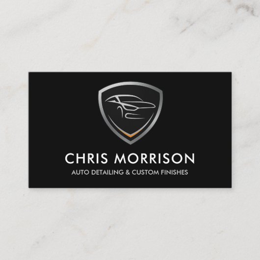 Slanke auto detaillering Shield Logo Professional Visitekaartje (Voorkant)