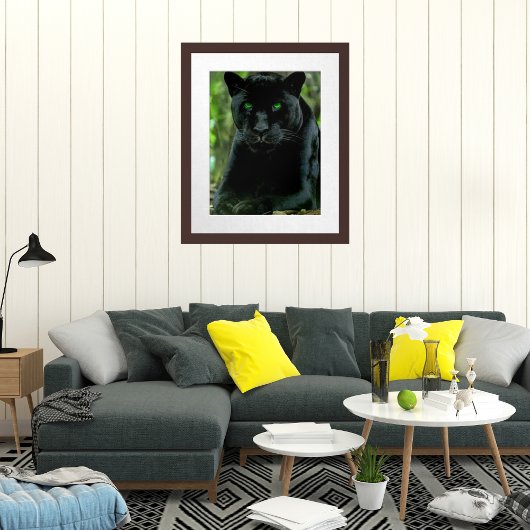 Slanke Black Panther Cat met Green Eyes Poster