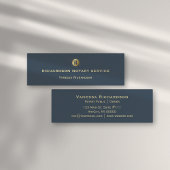 Slanke Blauw & Goud Monogram Icoon Notaris Openbaa Mini Visitekaartje