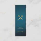 Slanke blauwe en gouden pennen Luxe Notaris Publie Mini Visitekaartje (Voorkant)