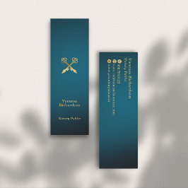 Slanke blauwe en gouden pennen Luxe Notaris Publie Mini Visitekaartje