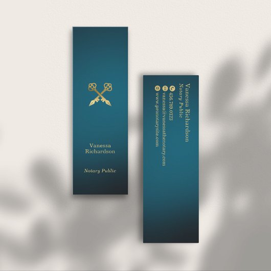 Slanke blauwe en gouden pennen Luxe Notaris Publie Mini Visitekaartje